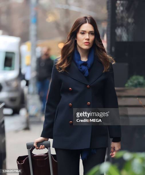 January 13: Mandy Moore is seen filming on location for 'Dr. Death' on January 13, 2023 in New York.