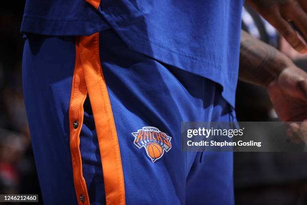 New York Knicks logo on January 13, 2023 at Capital One Arena in Washington, DC. NOTE TO USER: User expressly acknowledges and agrees that, by...