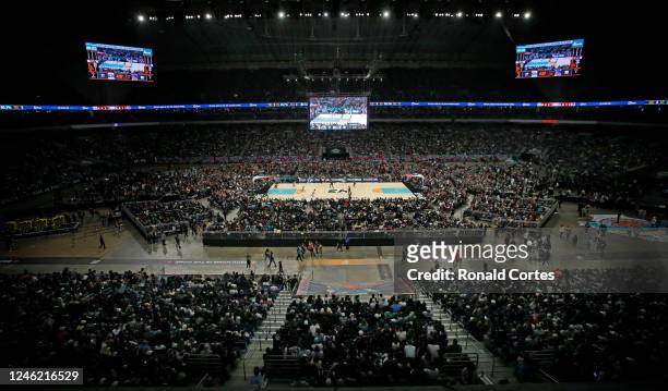 Overall view of the game between the San Antonio Spurs and the Golden State Warriors in the second half at Alamodome on January 13, 2023 in San...