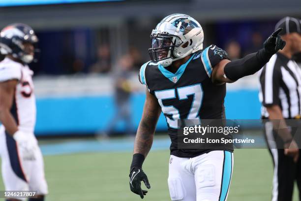 Carolina Panthers linebacker Damien Wilson during an NFL football game between the Denver Broncos and the Carolina Panthers on November 27 at Bank of...