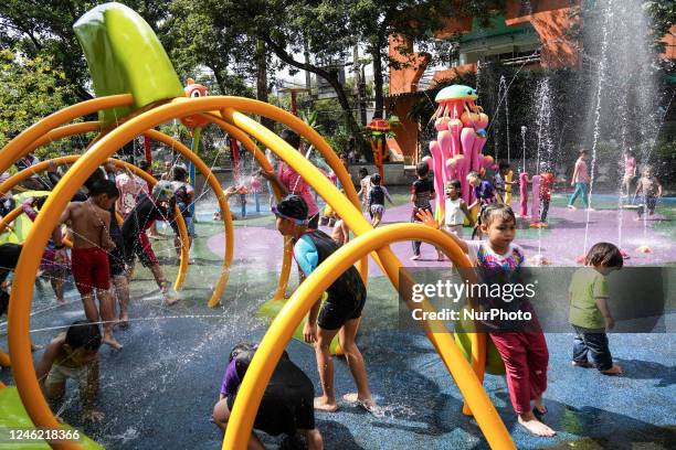 Children play in the water during the National Children's Day event inside children's museum in Bangkok, Thailand, 14 January 2023. Childrens Day is...