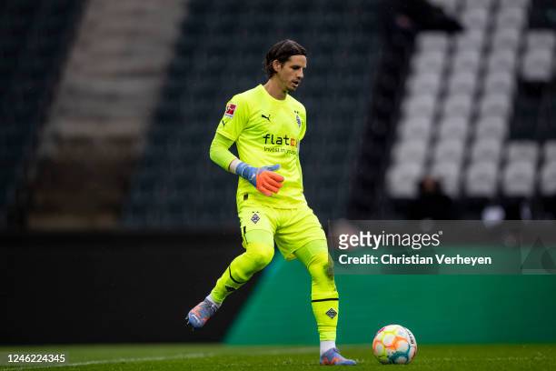 Yann Sommer of Borussia Moenchengladbach in action during a friendly match between Borussia Moenchengladbach and FC St. Pauli at Borussia-Park on...