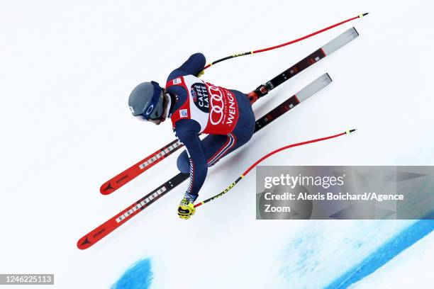 Aleksander Aamodt Kilde of Team Norway takes 1st place during the Audi FIS Alpine Ski World Cup Men's Downhill on January 14, 2023 in Wengen,...