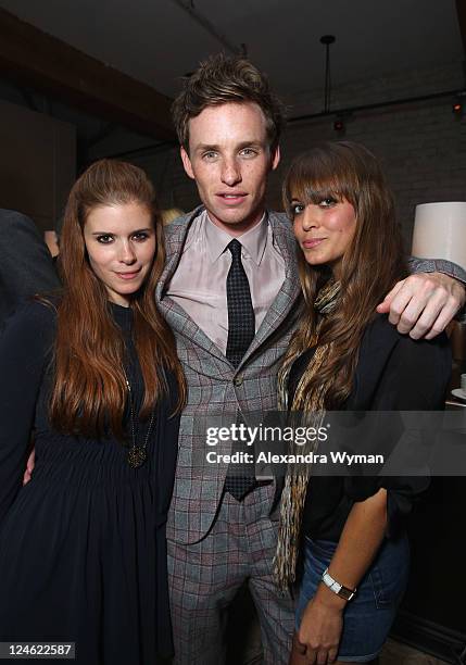 Actress Kate Mara, Actor Eddie Redmayne and guest attend "A Dangerous Method" party hosted by GREY GOOSE Vodka at Soho House Pop Up Club during the...