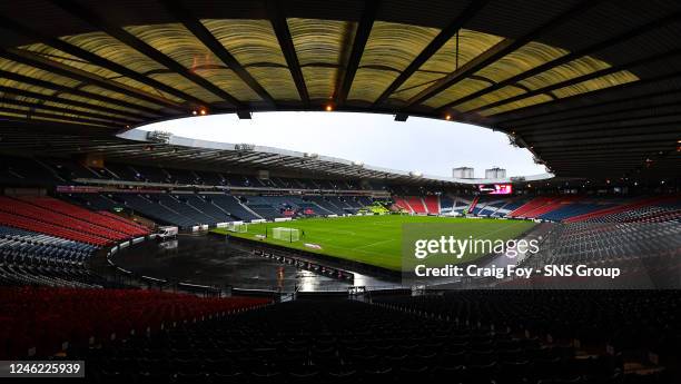 General stadium view during a Viaplay Cup Semi Final match between Celtic and Kilmarnock at Hampden Park, on January 14 in Glasgow, Scotland.