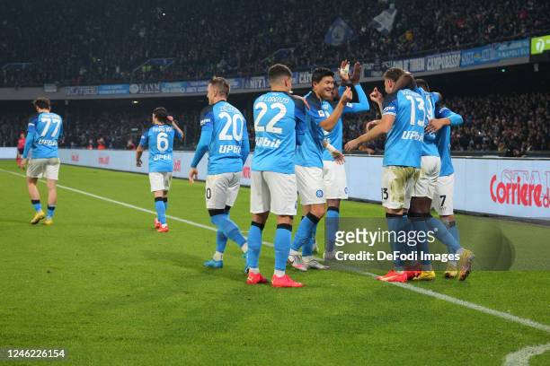Amir Rrahmani of SSC Napoli celebrates after scoring his team's third goal during the Serie A match between SSC Napoli_Juventus at Stadio Diego...