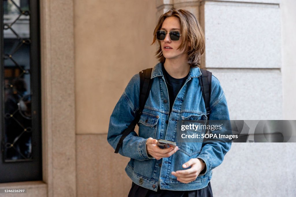 Percy Hynes White is seen during the Milan Fashion Week...