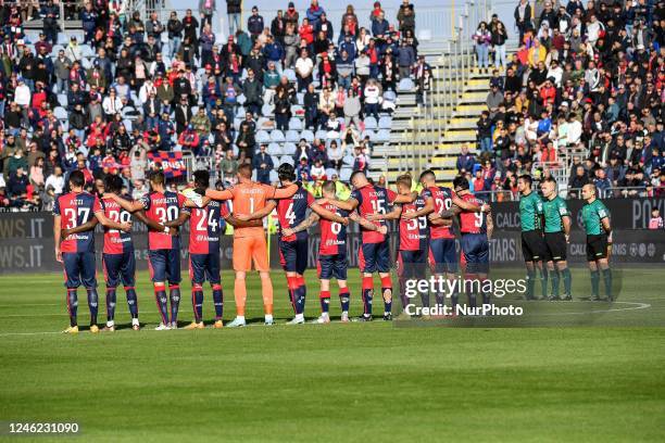 Minuto di Silenzio Per Gianluca Vialli during the Italian soccer Serie B match Cagliari Calcio vs Como 1907 on January 14, 2023 at the Unipol Domus...