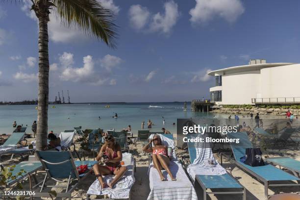 Tourists at a beach in Nassau, Bahamas, on Thursday, Dec. 22, 2022. Before FTX Co-Founder Sam Bankman-Fried made the Bahamas synonymous with the...