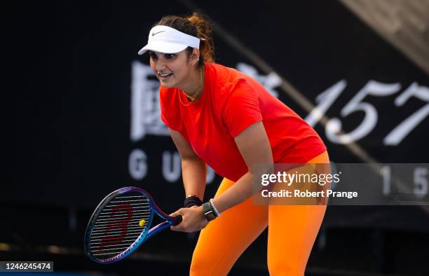 Sania Mirza of India ahead of the 2023 Australian Open at Melbourne Park on January 15, 2023 in Melbourne, Australia