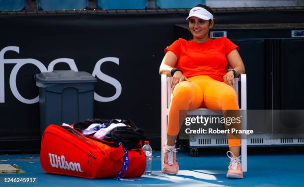 Sania Mirza of India ahead of the 2023 Australian Open at Melbourne Park on January 15, 2023 in Melbourne, Australia