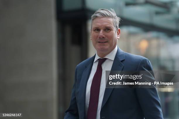 Labour leader Sir Keir Starmer arrives at BBC Broadcasting House in London, to appear on the BBC One current affairs programme, Sunday with Laura...