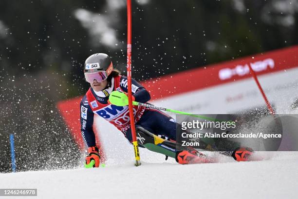 Lucas Braathen of Team Norway in action during the Audi FIS Alpine Ski World Cup Men's Slalom on January 15, 2023 in Wengen, Switzerland.