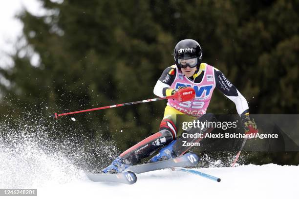 Armand Marchant of team Belgium in action during the Audi FIS Alpine Ski World Cup Men's Slalom on January 15, 2023 in Wengen, Switzerland.