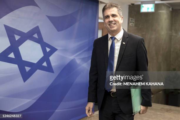 Israeli Minister of Foreign Affairs, Eli Cohen, attends the weekly cabinet meeting at the Prime Minister's office in Jerusalem, on January 15, 2023.