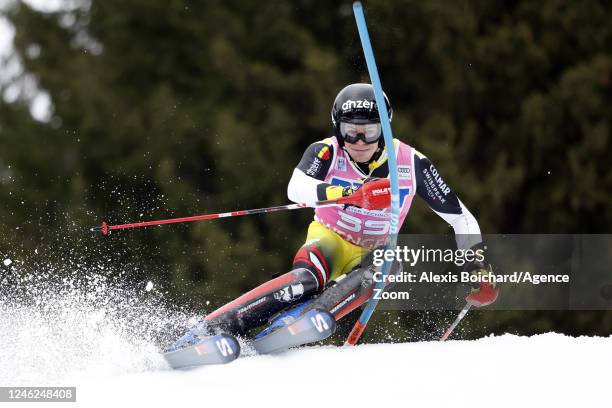 Armand Marchant of team Belgium in action during the Audi FIS Alpine Ski World Cup Men's Slalom on January 15, 2023 in Wengen, Switzerland.