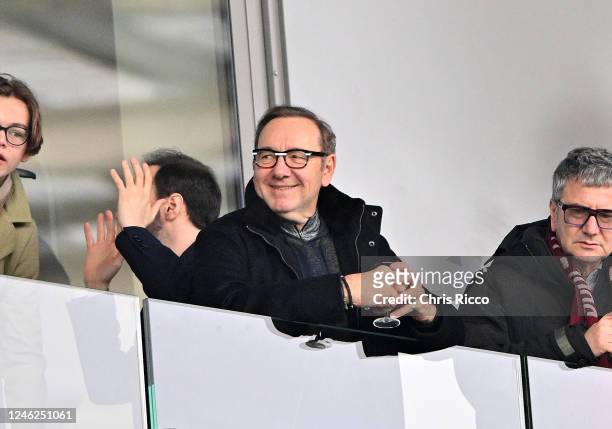 Kevin Spacey in attendance during the Serie A match between Torino FC and Spezia Calcio at Stadio Olimpico di Torino on January 15, 2023 in Turin,...