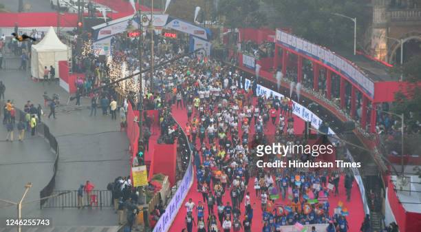 Dream Runner participated during the Tata Mumbai Marathon 2023, on January 15, 2023 in Mumbai, India.