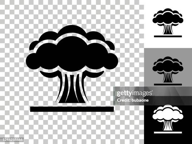 atomic explosion icon on checkerboard transparent background - nuclear explosion icon stock illustrations