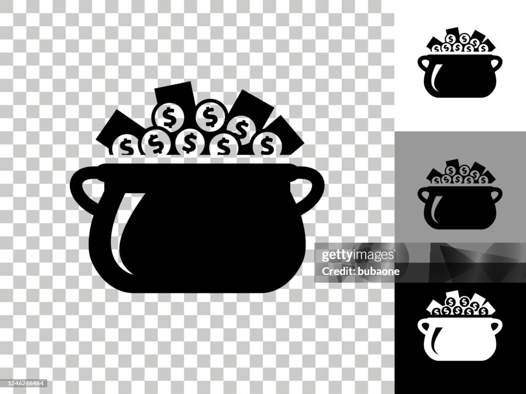 Money Pot Icon On Checkerboard Transparent Background High-Res Vector