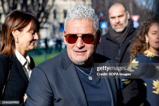 Roberto Baggio is seen at Armani show during the Milan Fashion Week Menswear Fall/Winter 2023/2024 in Milano.