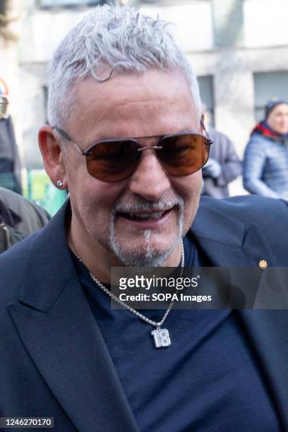 Roberto Baggio is seen at Armani show during the Milan Fashion Week Menswear Fall/Winter 2023/2024 in Milano.