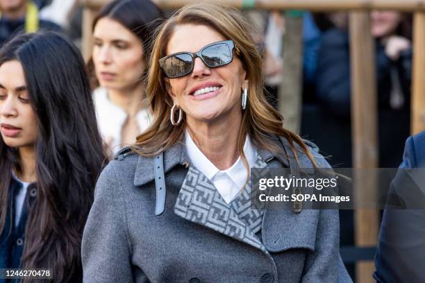 Anna Dello Russo is seen at Fendi show during the Milan Fashion Week Menswear Fall/Winter 2023/2024 in Milano.