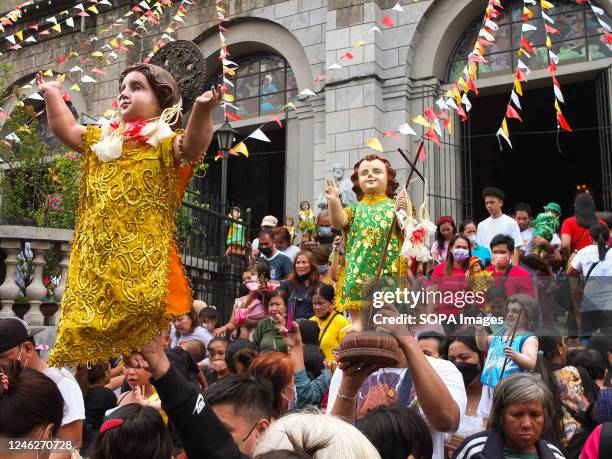 Different kinds of the Señor Santo Niño brought by their owner parading after the Holy Mass at Tondo Church during the feast of Señor Santo Niño in...