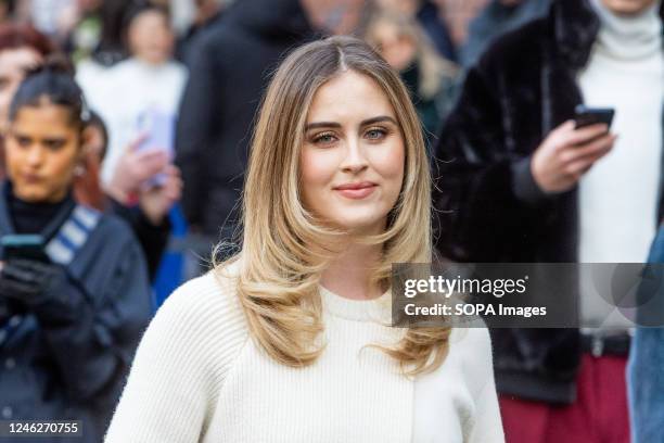 Valentina Ferragni is seen at Fendi show during the Milan Fashion Week Menswear Fall/Winter 2023/2024 in Milano.