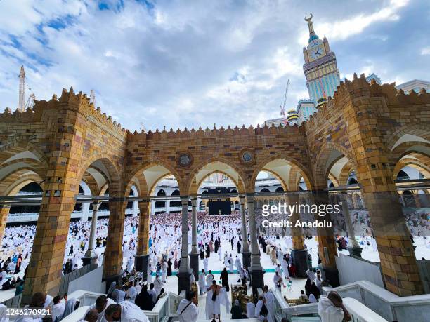 General view of the Kaaba, Islam's holiest site located in the center of the Masjid al-Haram as Muslims visit in Mecca, Saudi Arabia on January 8,...