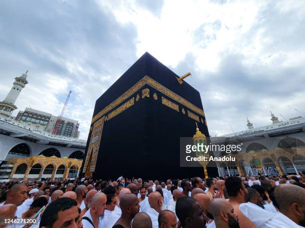 General view of the Kaaba, Islam's holiest site located in the center of the Masjid al-Haram as Muslims visit in Mecca, Saudi Arabia on January 8,...