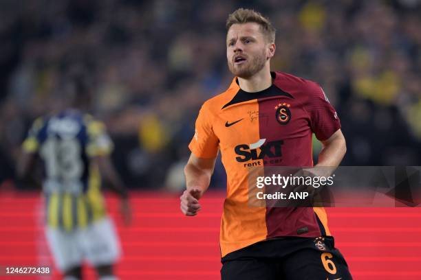 Fredrik Midtsjo of Galatasaray AS during the Turkish Super Lig match between Fenerbahce AS and Galatasaray AS at Ulker stadium on January 8, 2023 in...