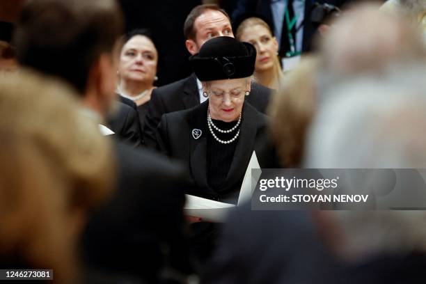 Denmark's Queen Margrethe attends the funeral service of former King of Greece Constantine II in the Metropolitan Cathedral of Athens, on January 16,...