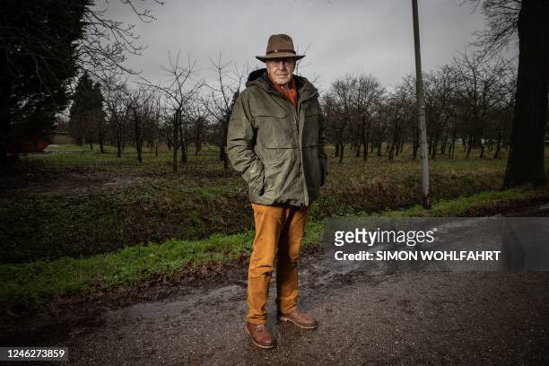 Ommeren's former mayor Klaas Tammes and President of the foundation which owns the lands that might hide the treasure, stands in front of the place...
