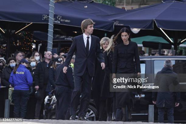 Alessandra de Osma and Prince Christian von Hanover attend the funeral of Former King Constantine II of Greece on January 16, 2023 in Athens, Greece....
