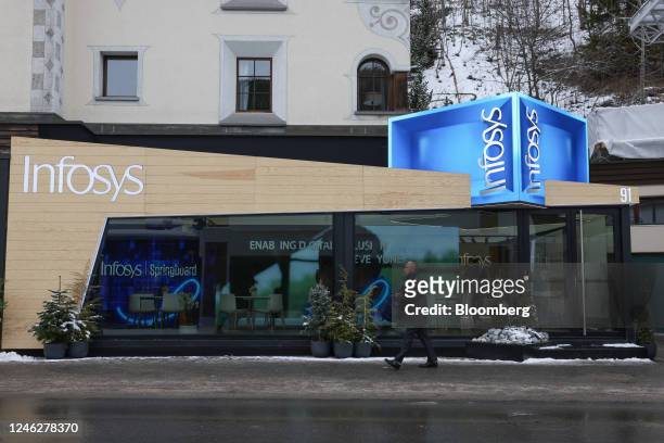 The Infosys Ltd. Pavilion ahead of the World Economic Forum in Davos, Switzerland, on Monday, Jan. 16, 2023. The annual Davos gathering of political...