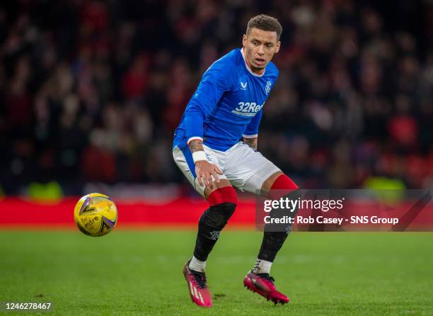 Rangers' James Tavernier during a Viaplay Cup Semi Final match between Rangers and Aberdeen at Hampden Park, on January 15 in Glasgow, Scotland.