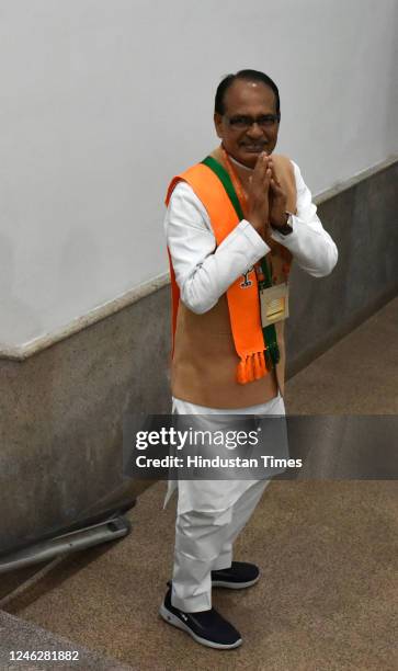 Shivraj Singh Chouhan Chief Minister of Madhya Pradesh during the BJP National Executive meeting at NDMC Center on January 16, 2023 in New Delhi,...