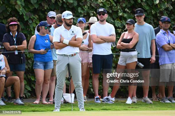 Hayden Buckley waits to putt on the second hole during the final round of the Sony Open in Hawaii at Waialae Country Club on January 15, 2023 in...