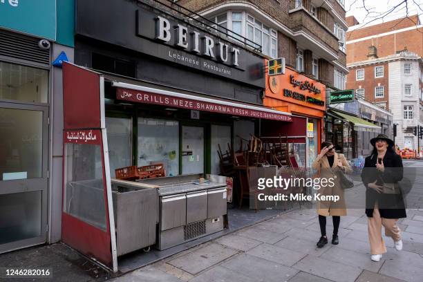 Closed down restaurant on Edgware Road on 9th January 2023 in London, United Kingdom. Things have been difficult for small businesses over the past...