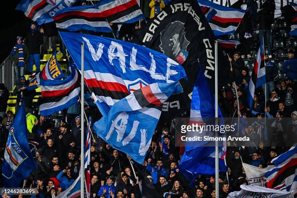 Fans of Sampdoria wave their flags prior to kick-off in the Serie A match between Empoli FC and UC Sampdoria at Stadio Carlo Castellani on January...