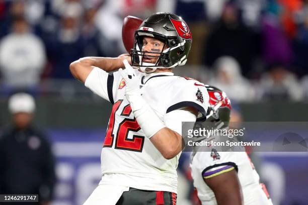 Tampa Bay Buccaneers quarterback Tom Brady throws a pass during the NFC Wild Card Playoff game between the Dallas Cowboys and the Tampa Bay...
