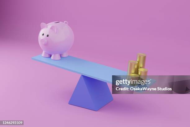 piggy bank and money - interest rate ストックフォトと画像