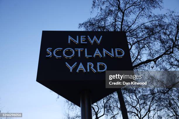 General view of the exterior of New Scotland Yard on January 17, 2023 in London, England. The Metropolitan Police revealed it is investigating 800 of...