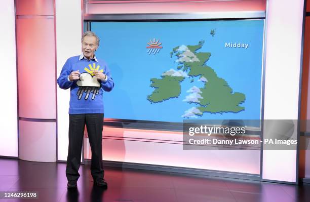Former weather presenter Francis Wilson in the studio as BBC Breakfast celebrate its 40th anniversary with a special show and guests at MediaCityUK,...