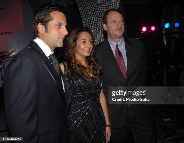 Fardeen Khan, Natasha Madhwani and Paul Folmsbee attend the Indo-American chamber of commerce first welcome reception in honour of Paul Folmsbee,...