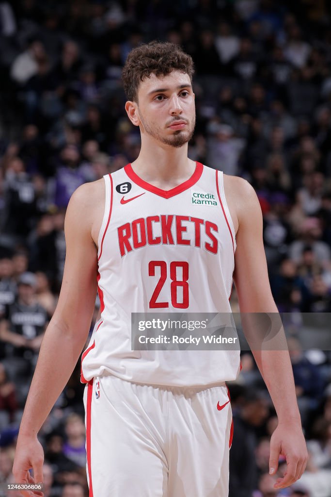 Sanguen Rockets Alperen Sengun of the Houston Rockets looks on during the game... News ...