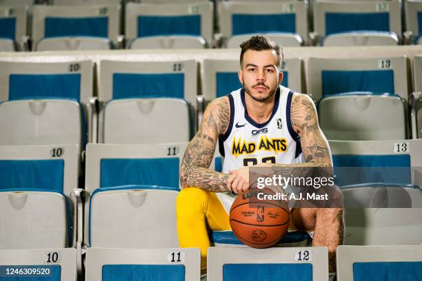 Gabe York of the Fort Wayne Mad Ants poses for a portrait during the 2022-23 G League Content Road Shot at Allen County War Memorial Coliseum on...
