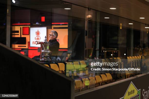 Pundit Gary Lineker during the Emirates FA Cup Third Round Replay match between Wolverhampton Wanderers and Liverpool at Molineux on January 17, 2023...