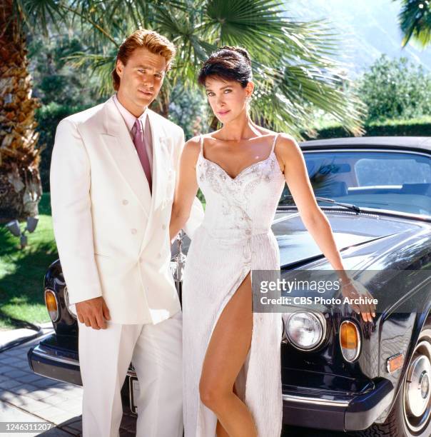 Luv U . A CBS television detective drama. Premiere episode broadcast September 15, 1991. Left to right, Greg Evigan and Connie Sellecca .